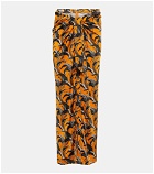 Paco Rabanne - Tie-detail printed midi skirt