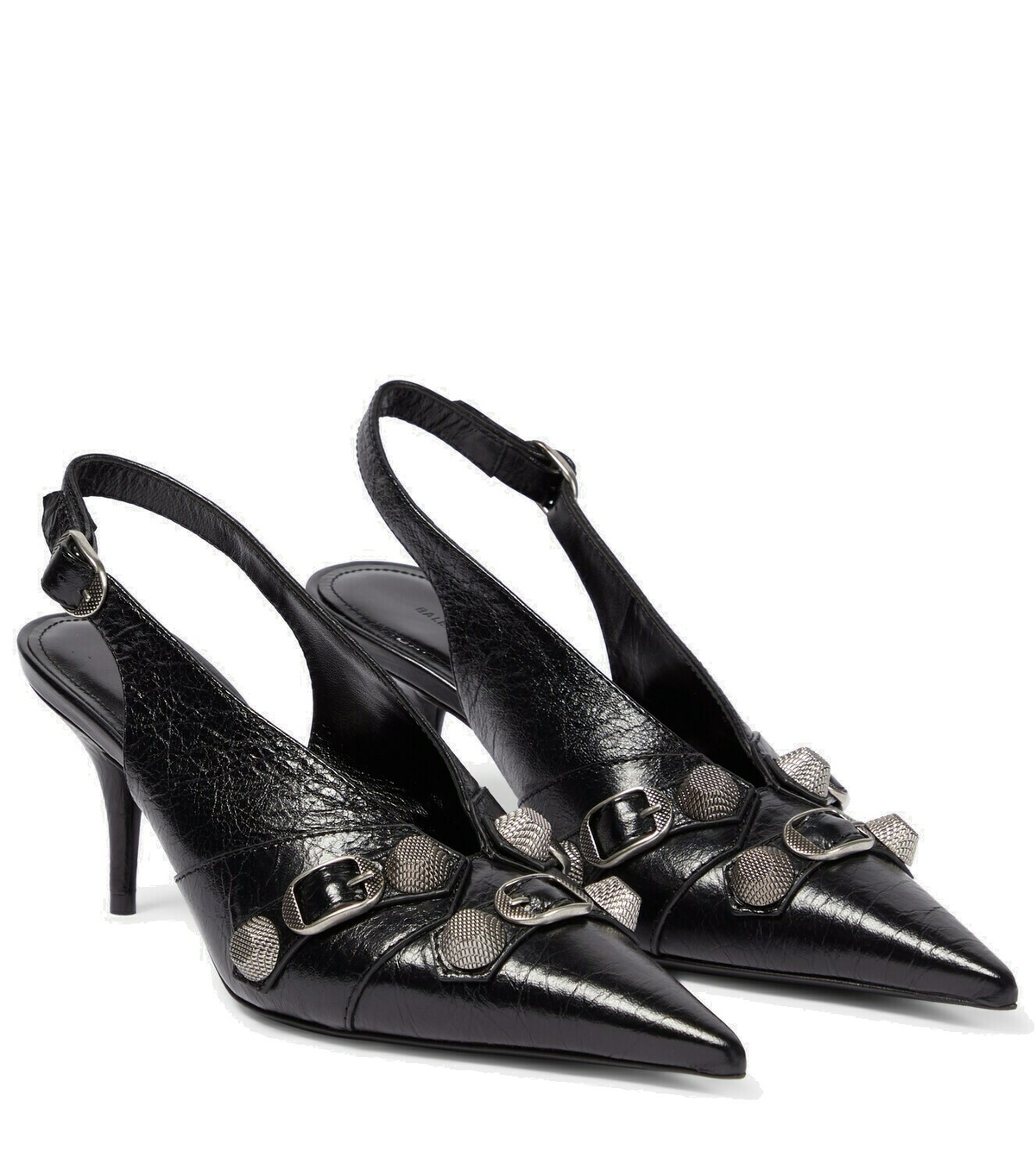 BALENCIAGA 25S HIGH SLINGBACK 35 MM IN BLACK LAMBSKIN WITH GOLD HARDWARE