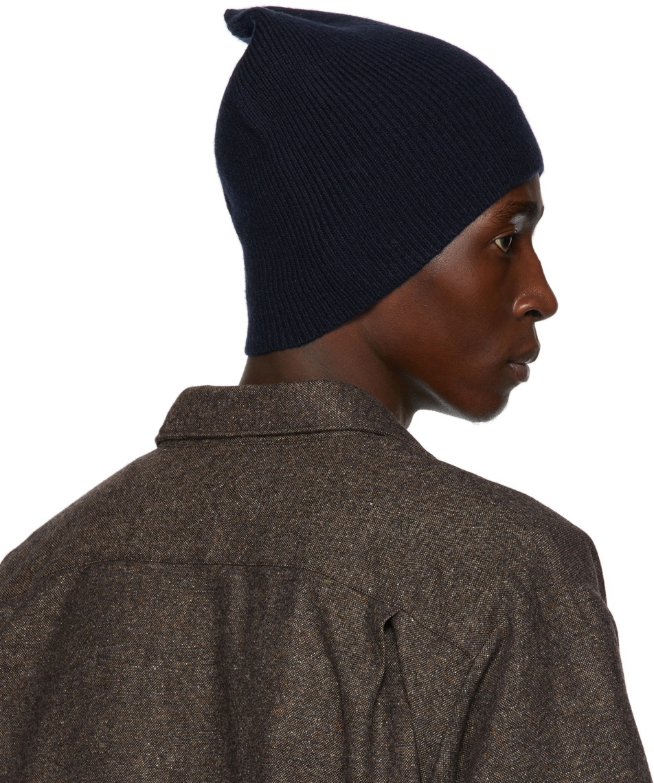 Acne Studios Navy Wool Knit Beanie