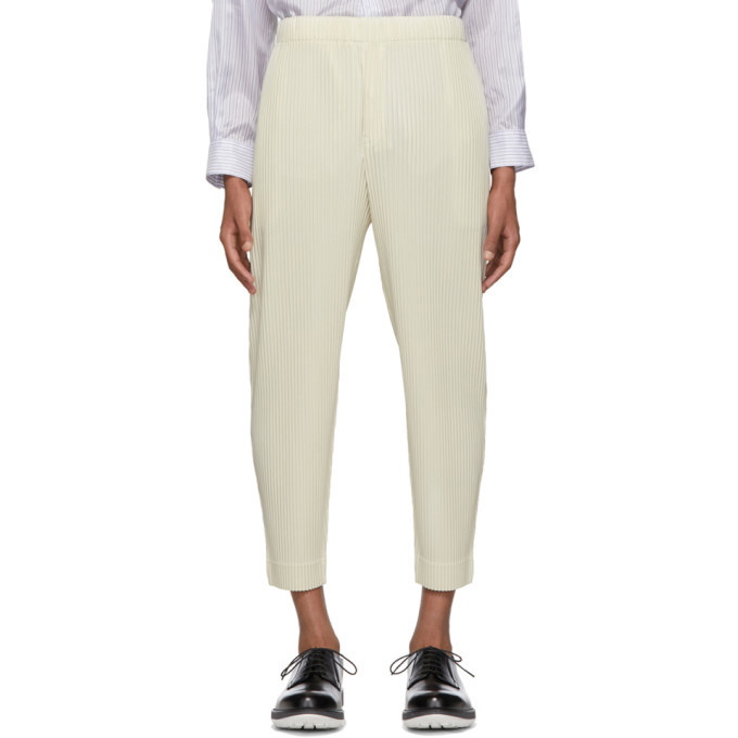 Photo: Homme Plisse Issey Miyake Off-White Pleated Tapered Trousers