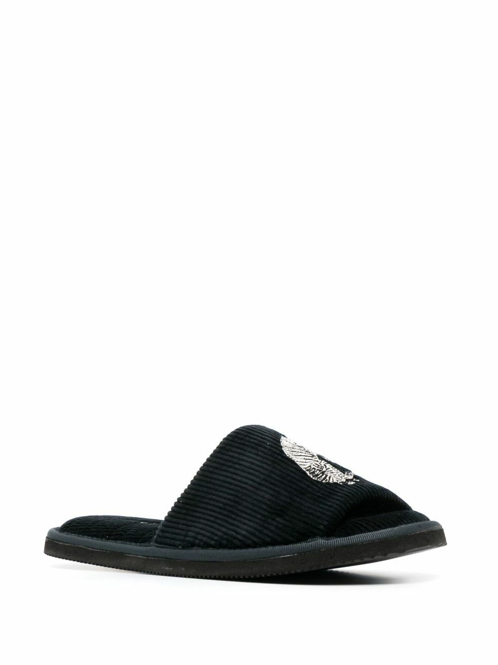 Desmond & Dempsey Black Sansindo Tiger Embroidered Slippers
