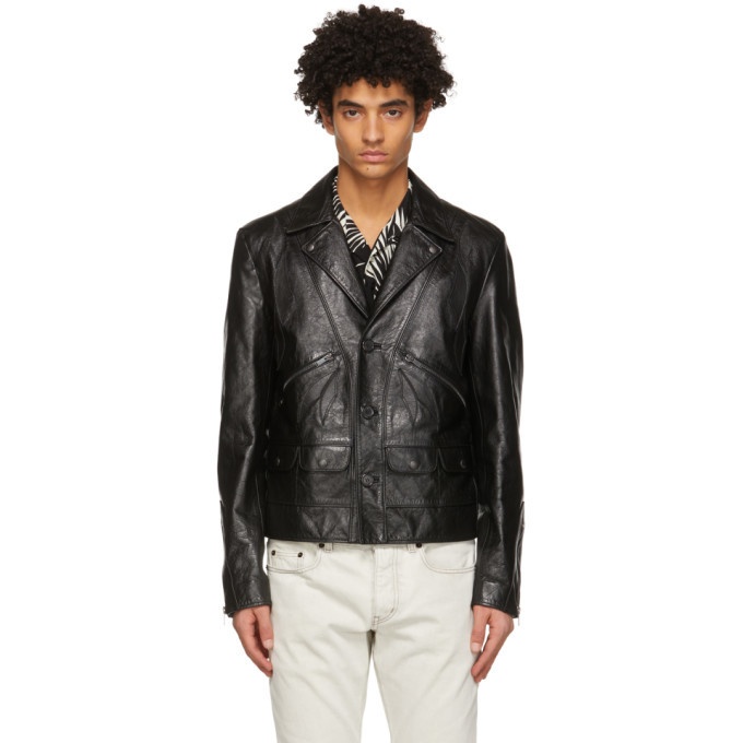 Photo: Saint Laurent Black Leather Application Jacket