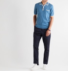 Etro - Contrast-Tipped Cotton and Cashmere-Blend Polo Shirt - Blue
