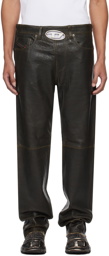 Diesel Brown P-Kooman Leather Pants