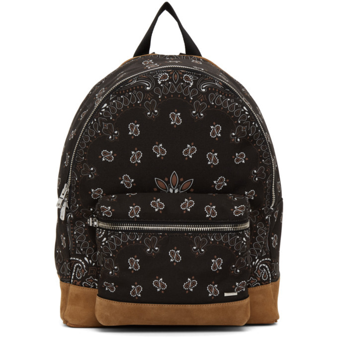 Photo: AMIRI Black Canvas and Suede Bandana Backpack