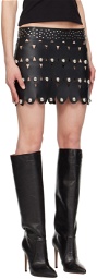 AREA Black Studded Eye Leather Miniskirt