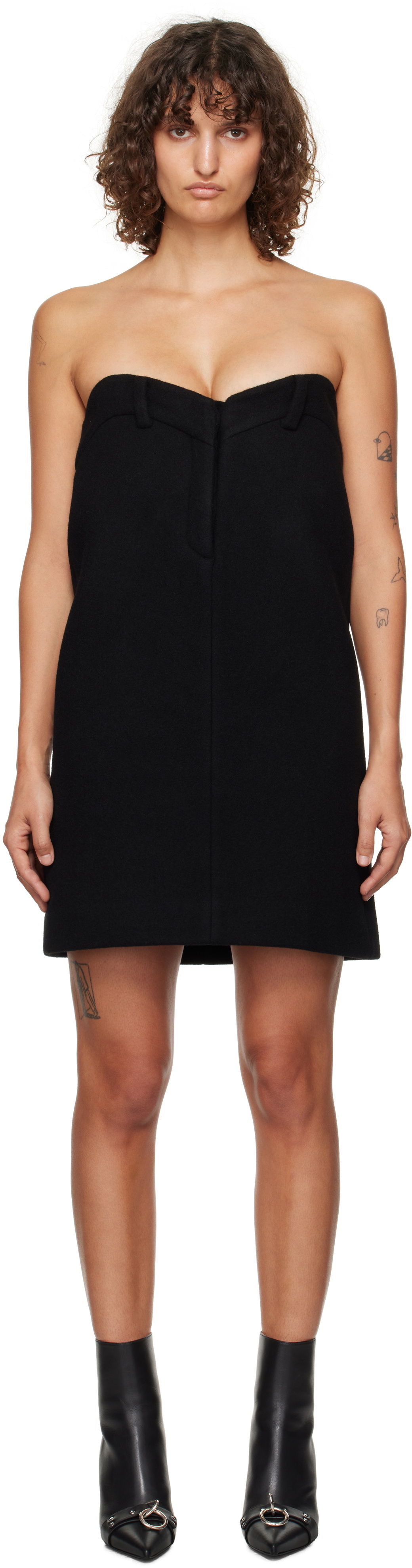 We11done Black Sweetheart Minidress