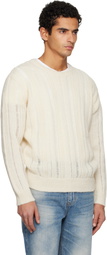 TONYWACK Off-White Kid Mohair Distressed Ribbed Sweater