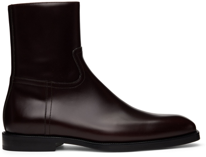 Photo: Dries Van Noten Brown Leather Zip-Up Boots