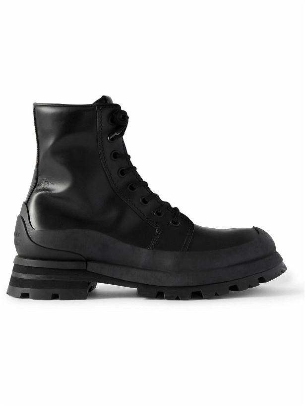 Photo: Alexander McQueen - Wander Rubber-Trimmed Leather Boots - Black