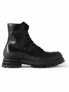 Alexander McQueen - Wander Rubber-Trimmed Leather Boots - Black