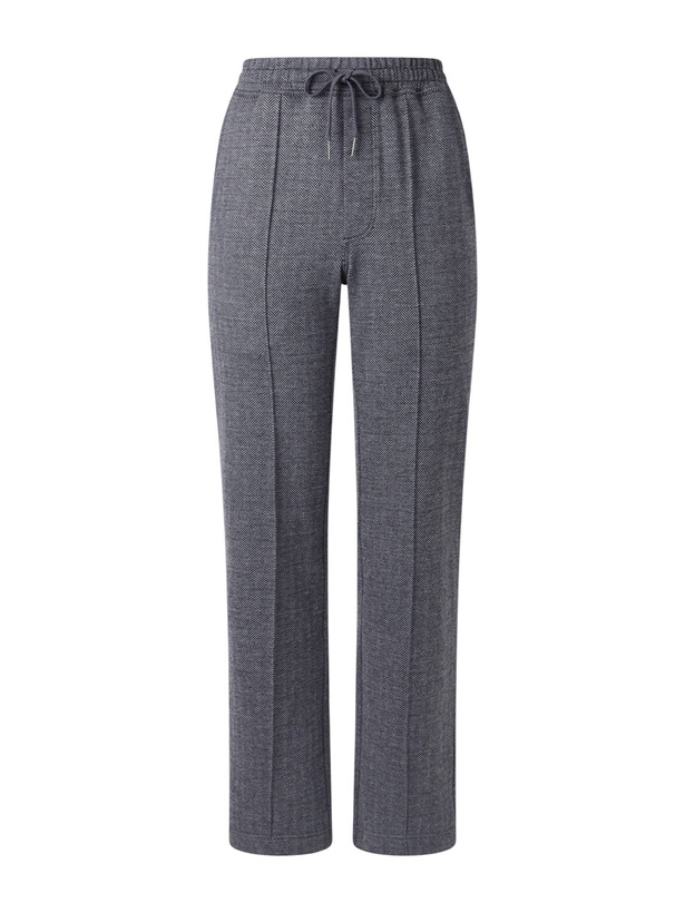 Photo: TOM FORD - Straight-Leg Herringbone Cotton, Wool and Silk-Blend Drawstring Trousers - Gray