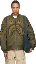BAPE Khaki Shark MA-1 Bomber Jacket