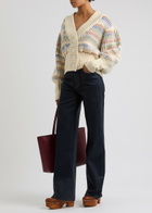 Farm Rio Striped Ribbed-knit Cardigan Cream