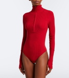 Perfect Moment Ribbed-knit wool-blend bodysuit