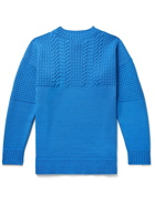 Maison Margiela - Cable and Waffle-Knit Wool Sweater - Blue