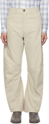 lesugiatelier Beige Curved Silhouette Trousers