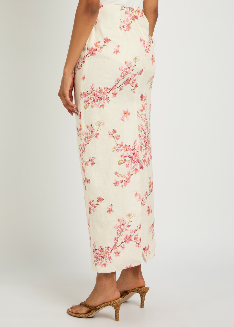 Agua BY Agua Bendita Lirica Floral-print Linen Maxi Skirt Multicoloured