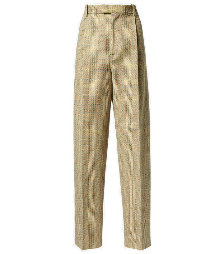 Photo: Bottega Veneta Prince of Wales checked wool-blend straight pants