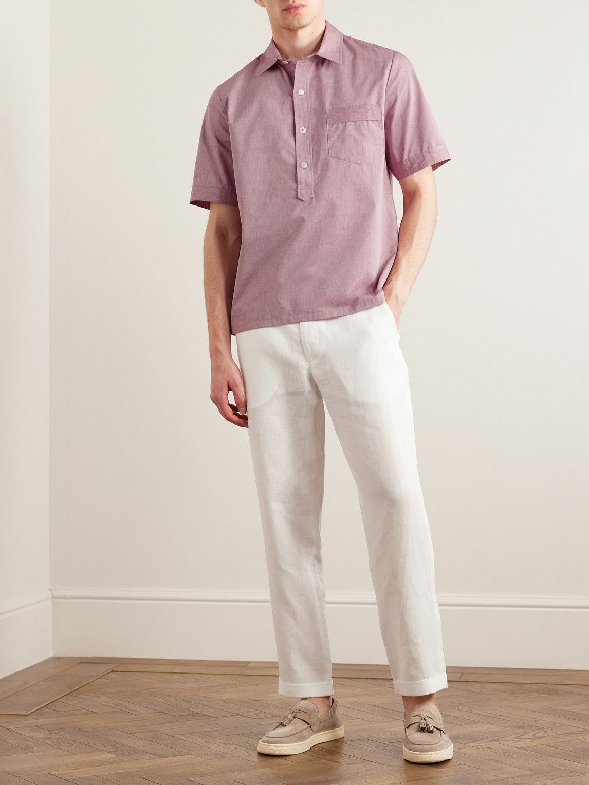 Loretta Caponi - Cotton Half-Placket Shirt - Red