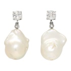 Bottega Veneta Silver Crystal Pearl Earrings