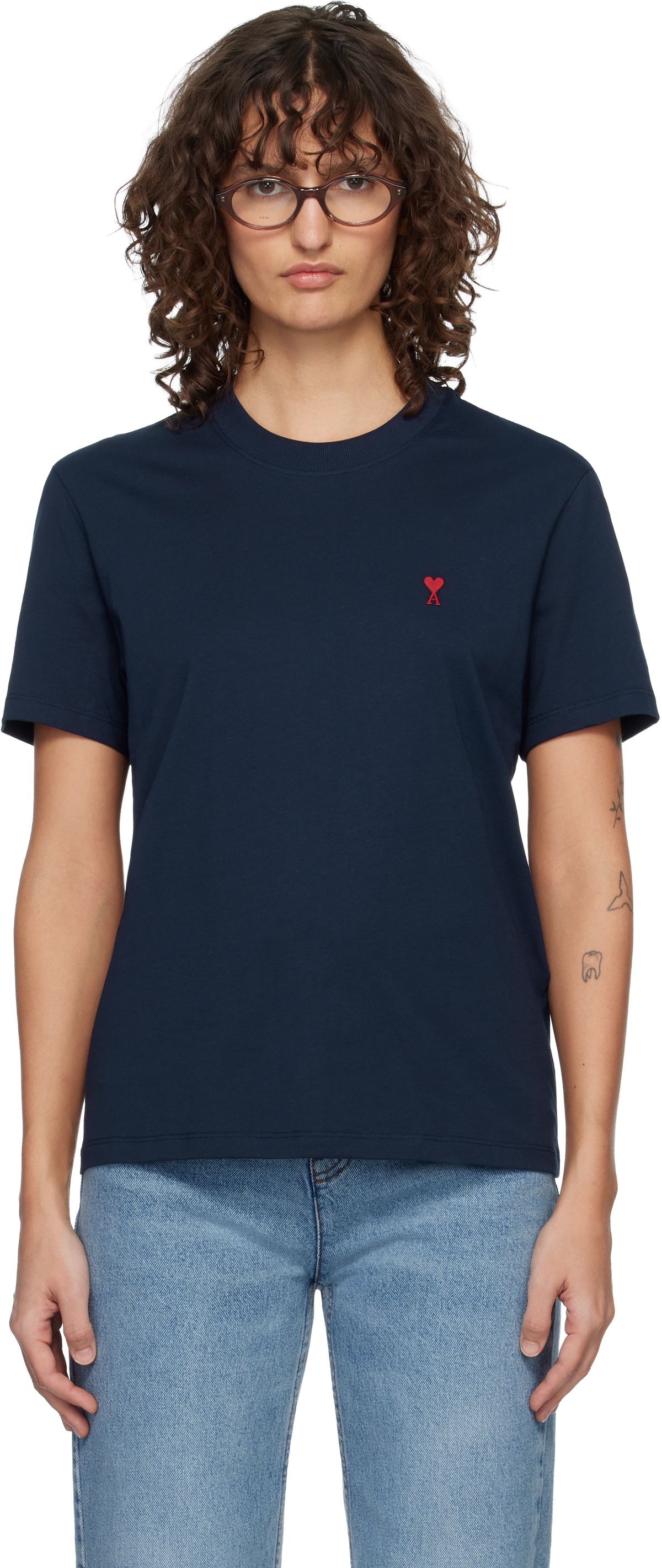 AMI Paris Navy Ami de Coeur T-shirt