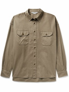 Acne Studios - Setir Oversized Logo-Print Cotton-Twill Shirt - Neutrals