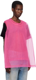 Comme des Garçons Homme Plus Black & Pink Bright Jersey & Nylon Tulle T-shirt