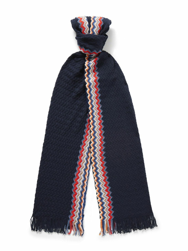Photo: Missoni - Fringed Striped Crochet-Knit Wool Scarf