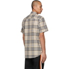 Burberry Beige Poplin Check Short Sleeve Shirt