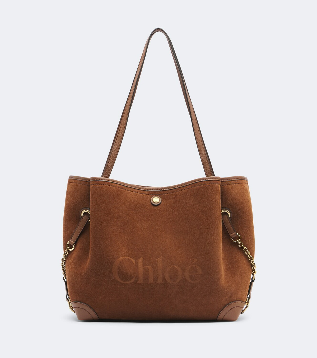 Chloé Chloé Clover leather-trimmed suede tote bag