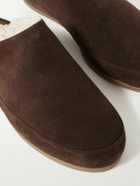 Mulo - Shearling-Lined Suede Slippers - Brown