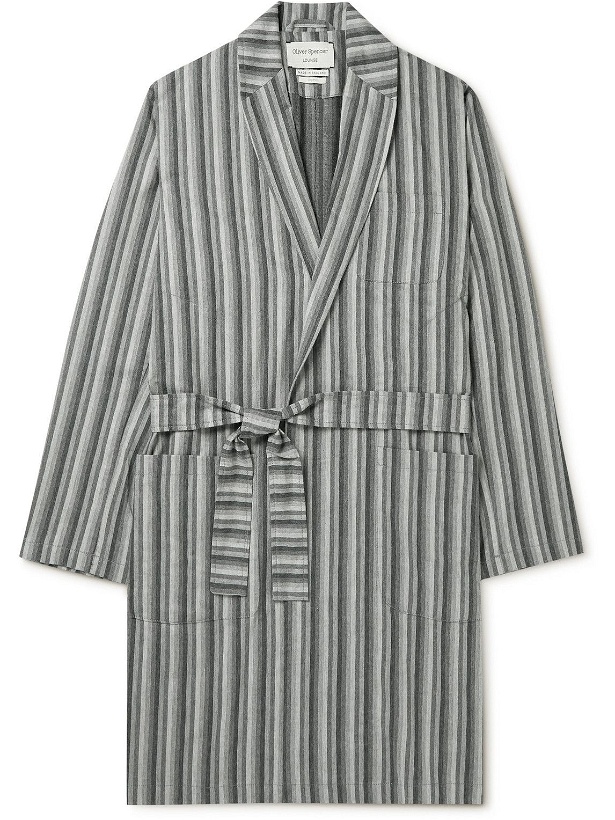 Photo: Oliver Spencer Loungewear - Striped Cotton Robe - Gray