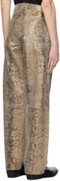 Sunflower Brown Loose Printed Leather Trousers