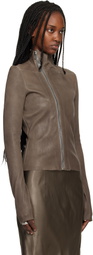 Rick Owens Brown Temple Gary Leather Jacket
