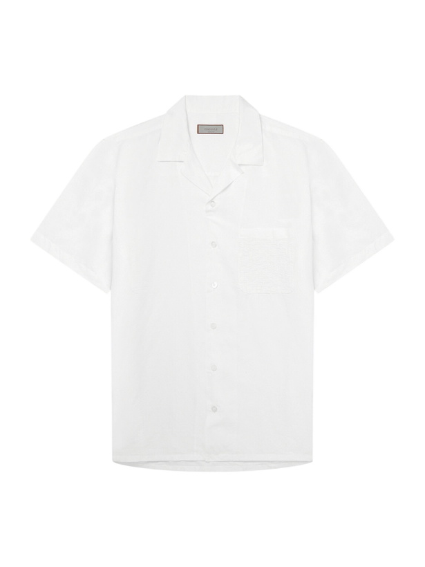 Photo: Canali - Camp-Collar Cotton and Linen-Blend Shirt - Neutrals