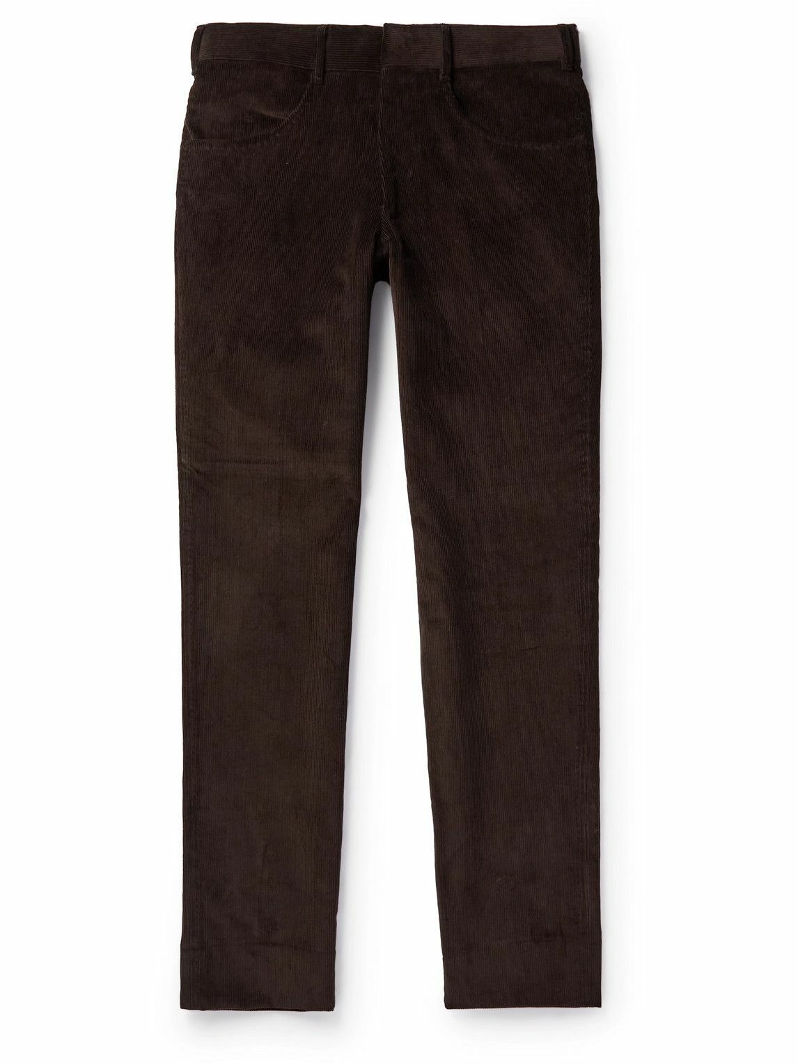 Photo: Anderson & Sheppard - Slim-Fit Cotton-Corduroy Trousers - Brown