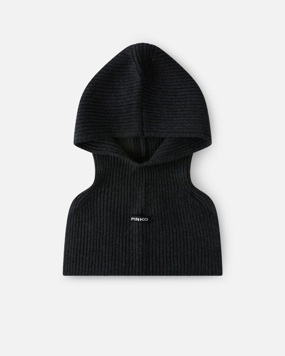 Pinko Ribbed Balaclava Beanie Dark Grey
