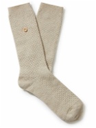 Folk - Waffle-Knit Mercerised Cotton-Blend Socks - Neutrals