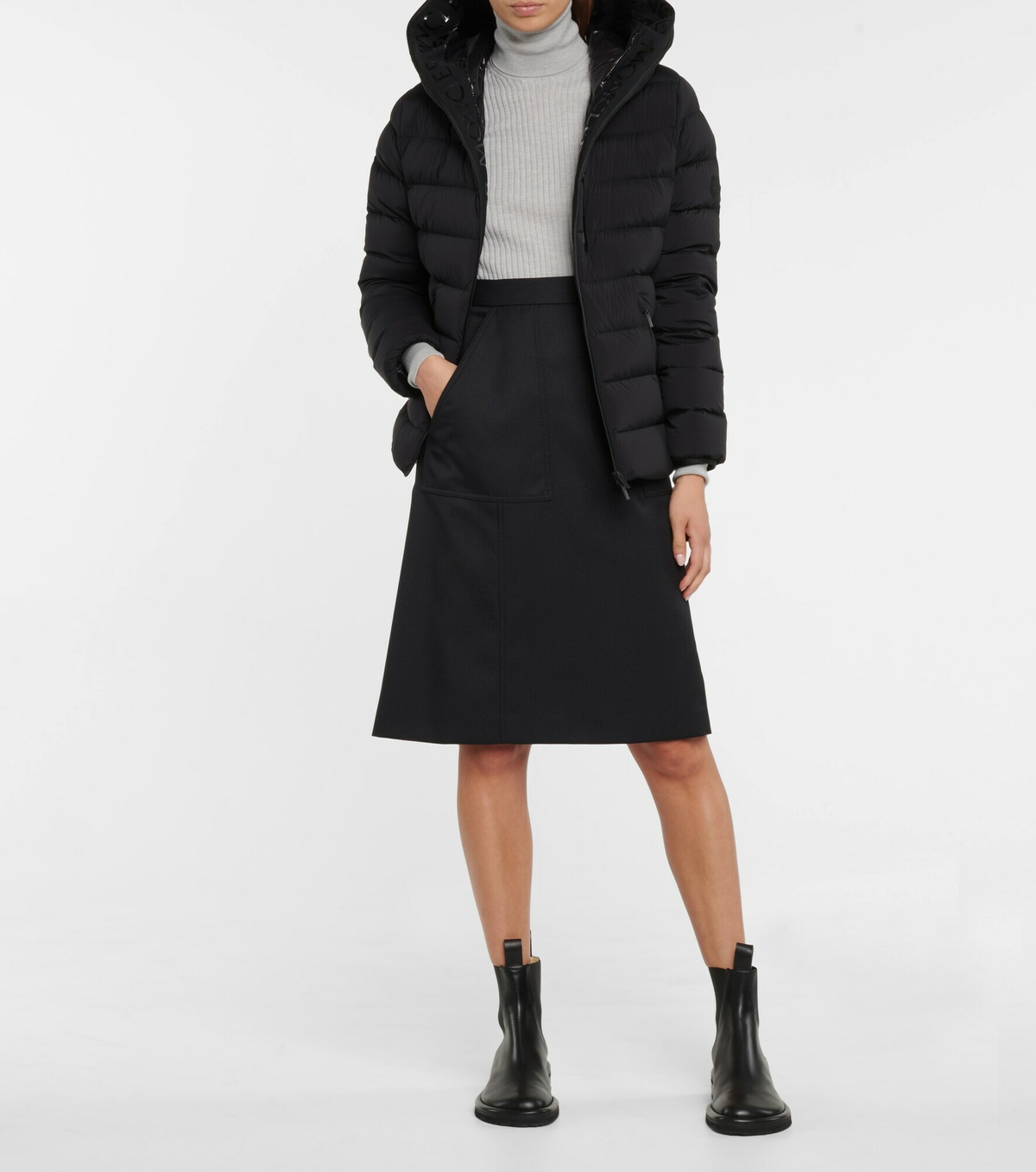 Moncler - High-rise A-line midi skirt