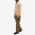 Comme des Garçons Play Men's Invader Heart V-Neck Cardigan in Camel