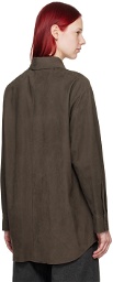 AURALEE Brown Oversized Leather Shirt