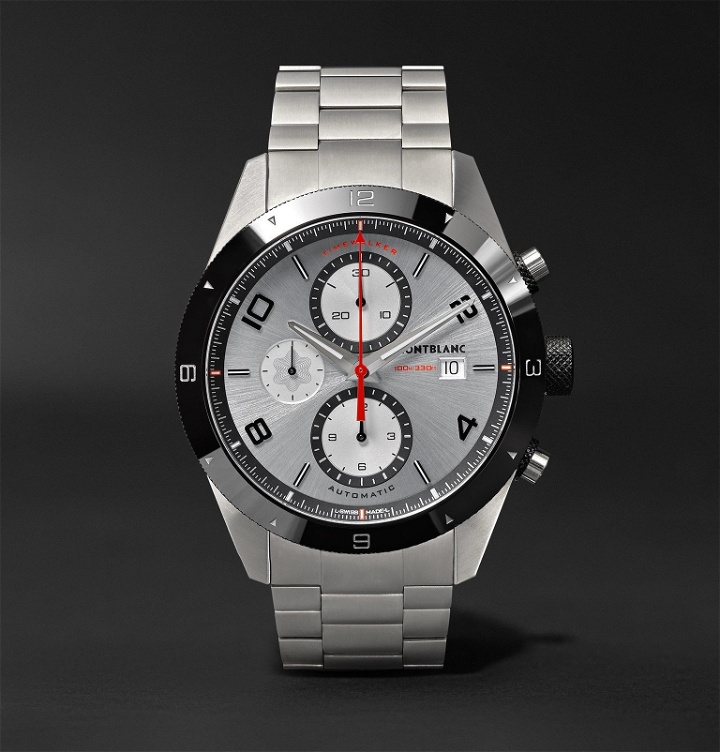 Photo: Montblanc - TimeWalker Chronograph Automatic 43mm Stainless Steel and Ceramic Watch, Ref. No. 116099 - Silver