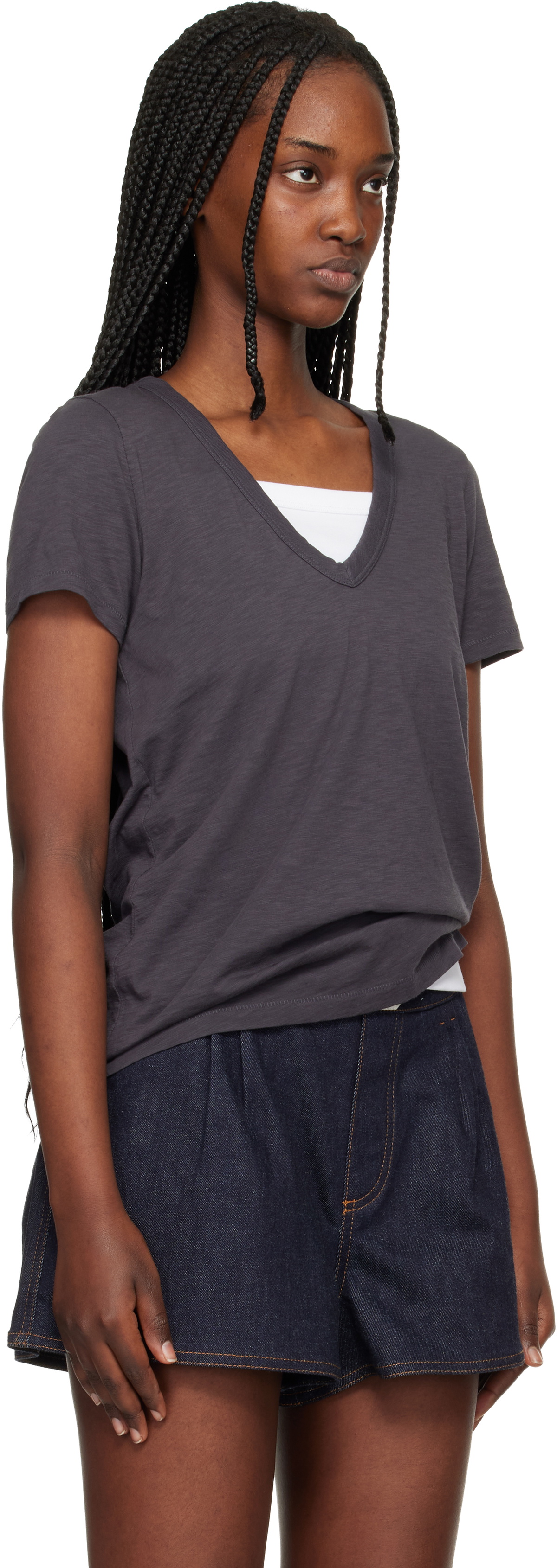 rag & bone Gray 'The Slub Vee' T-shirt