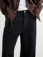 A.PRESSE - Straight-Leg Cotton and Silk-Blend Piqué Trousers - Black
