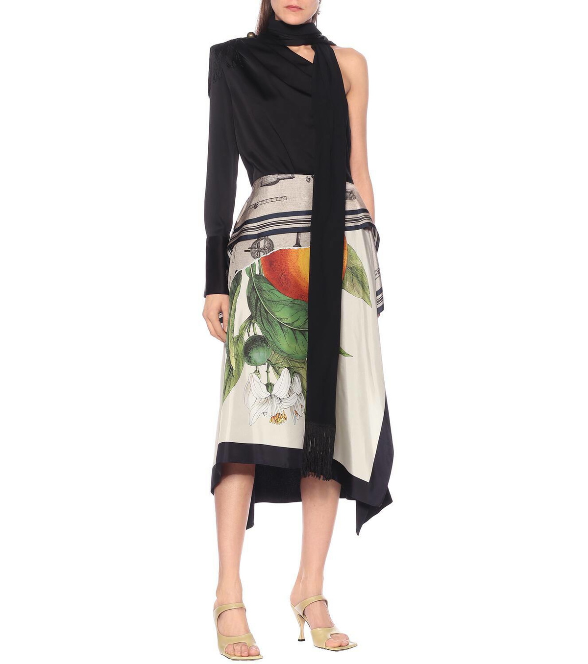 Monse Printed silk-twill midi skirt