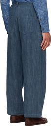 Kartik Research Blue Knee Pleat Jeans
