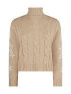 MC2 Saint Barth Woman Turtleneck Braided Sweater With Snowflake Rhinestones