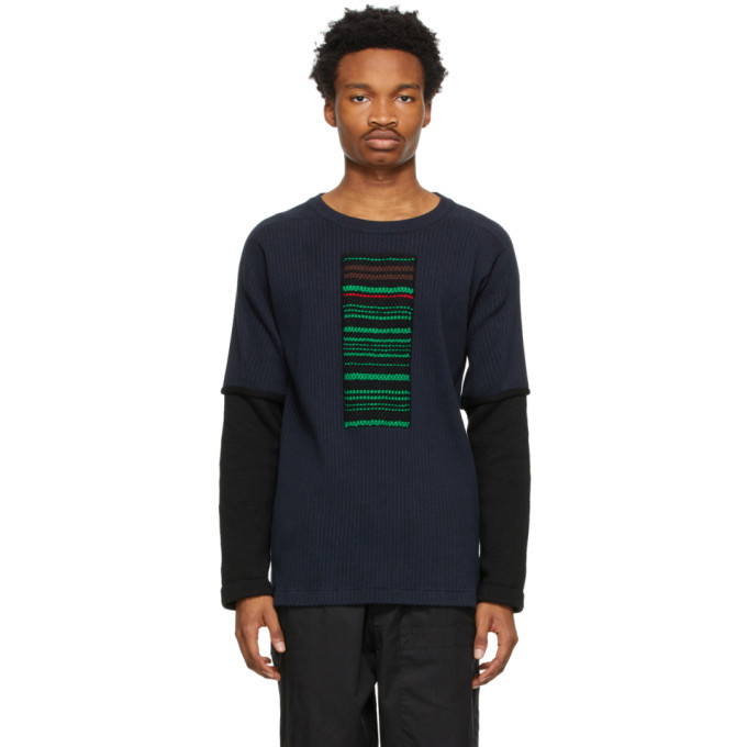 Photo: Jil Sander Navy Striped Patch Sweater