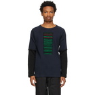 Jil Sander Navy Striped Patch Sweater